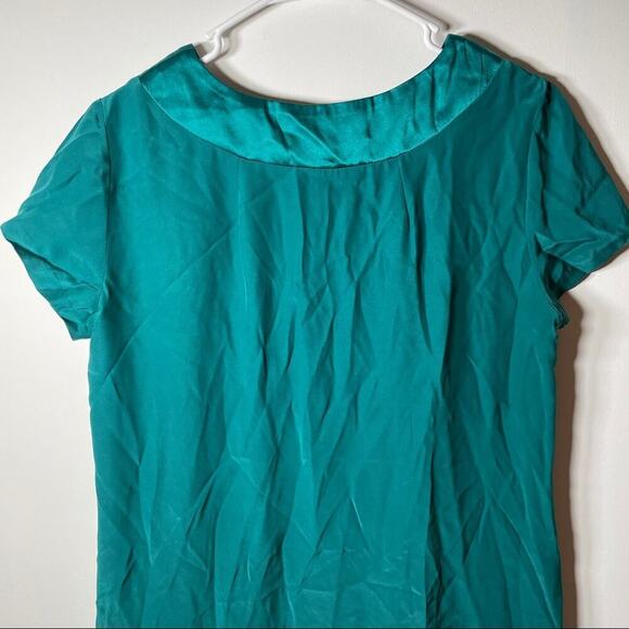 What Goes Around Comes Around Short Sleeve Green Silk Dress‎ M - Picture 5 of 12